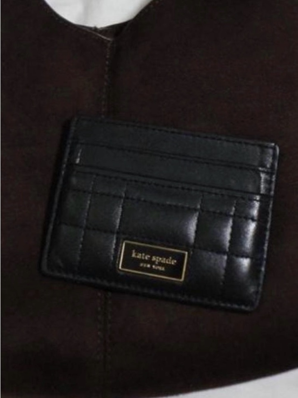kate spade Black Quilted Leather Card & Key Holder